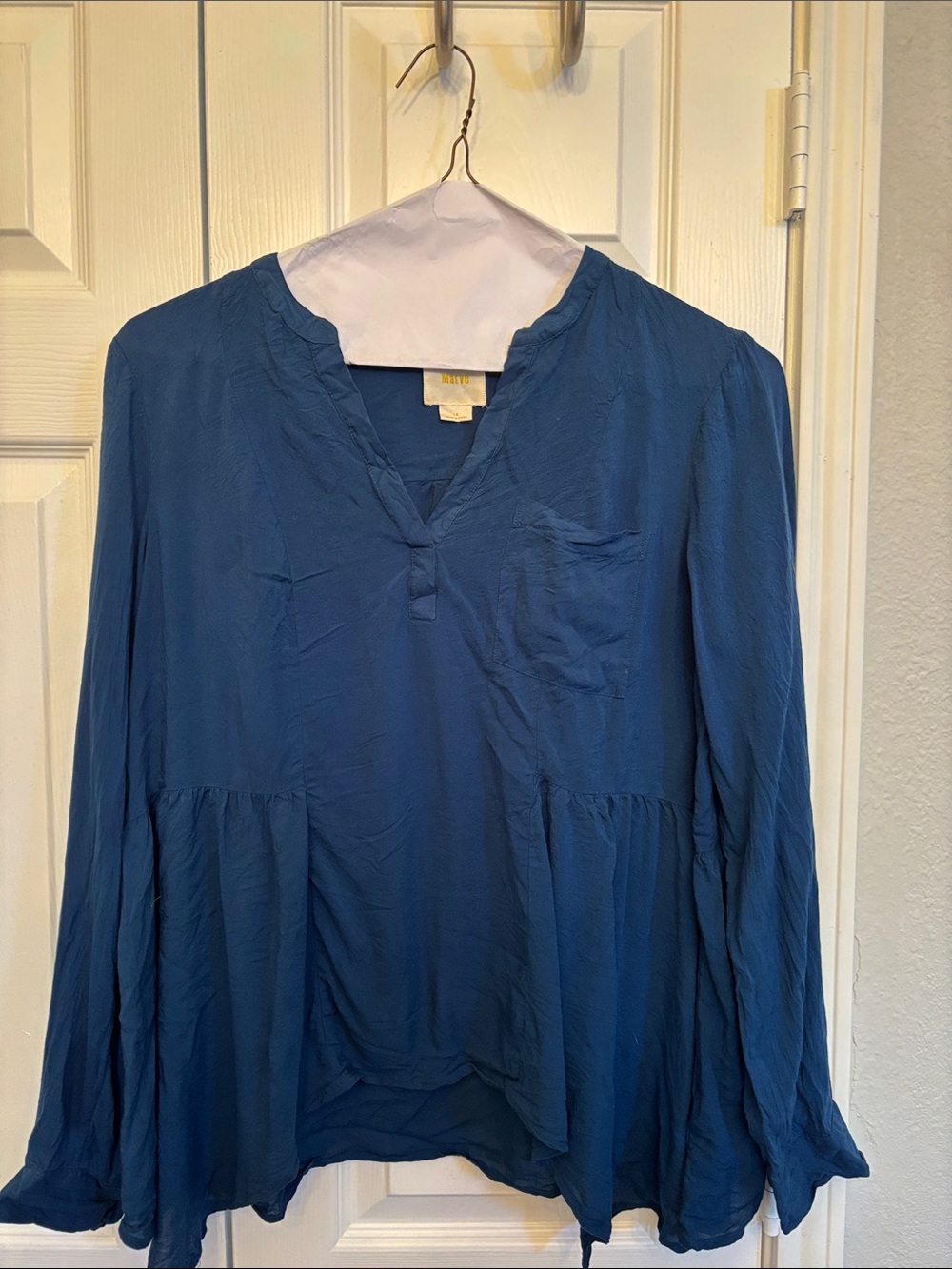 Maeve Blue Long-Sleeve Peasant Tunic